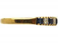 18ct Gold, Nine Stone Sapphire & Diamond Ring