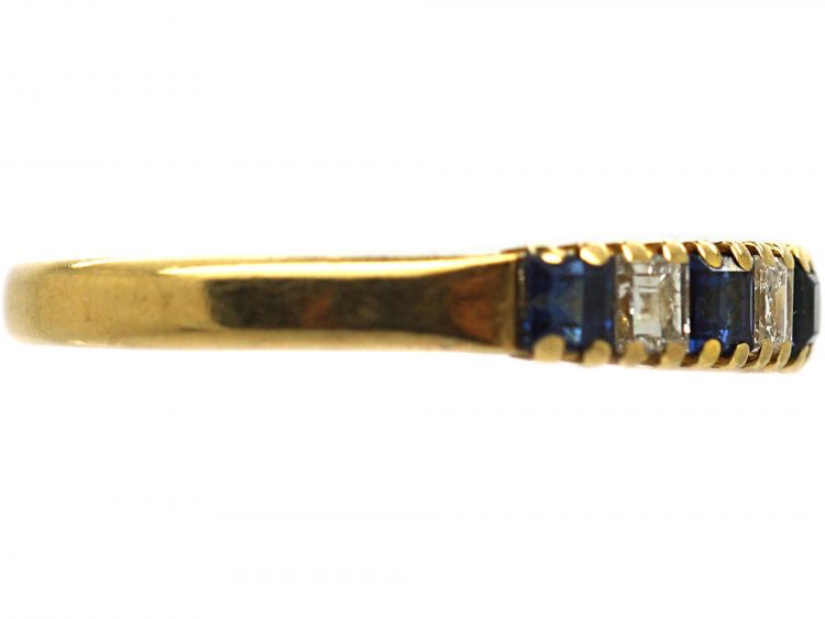 18ct Gold, Nine Stone Sapphire & Diamond Ring