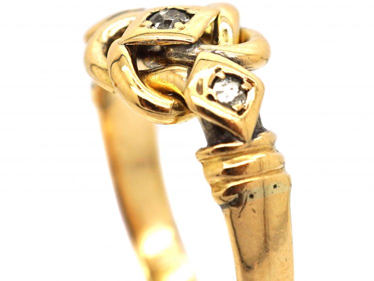 Edwardian 18ct Gold Knot Ring set with Three Diamonds