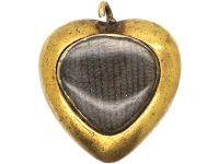 Georgian Small 15ct Gold Engraved Heart Pendant set with Ruby with a Glazed Locket on the Reverse