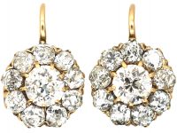 Edwardian 18ct Gold & Diamond Cluster Earrings