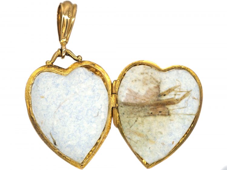 Edwardian 9ct Gold Heart Shaped Locket with Decorative Border