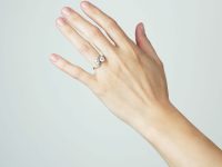 Edwardian 18ct Gold & Platinum Two Stone Diamond Cross Over Ring