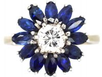 Mid Century 18ct White Gold Sapphire & Diamond Ballerina Ring