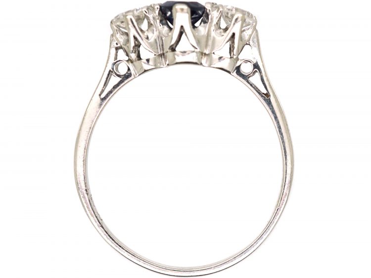 18ct White Gold, Sapphire & Diamond Three Stone Ring