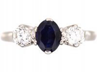 18ct White Gold, Sapphire & Diamond Three Stone Ring