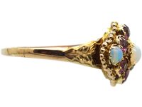 Regency 9ct Gold, Garnet & Opal Cluster Ring