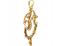 Edwardian 9ct Gold, Aquamarine & Natural Split Pearls Pendant