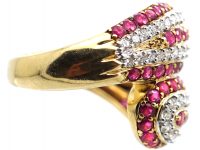 18ct Gold, Ruby & Diamond Double Snake Ring