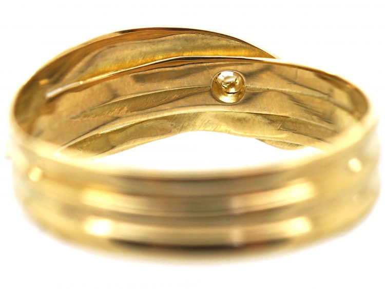 Edwardian 18ct Gold Snake Ring set with a Diamond