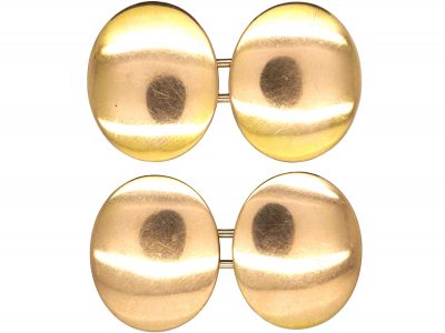 15ct Gold Plain Oval Cufflinks