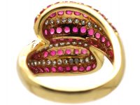 18ct Gold, Ruby & Diamond Double Snake Ring