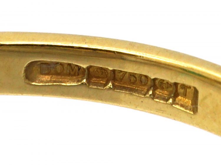 18ct Gold, Emerald & Diamond Three Stone Ring
