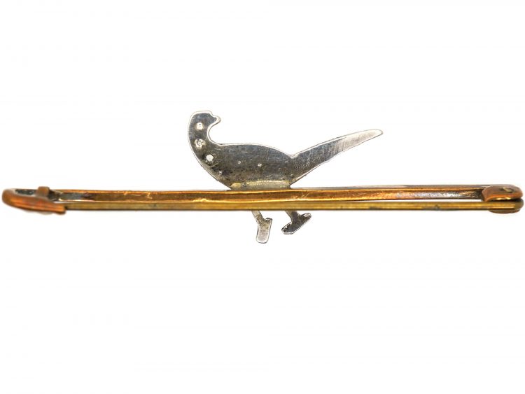 Art Deco Pheasant Brooch set with Paste