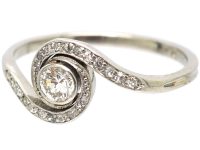 Art Deco Platinum & Diamond Catherine Wheel Design Ring