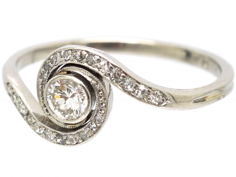 Art Deco Platinum & Diamond Catherine Wheel Design Ring