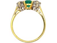 18ct Gold, Emerald & Diamond Three Stone Ring