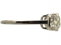 Art Deco Platinum, Large Three Stone Cushion Cut Diamond Ring