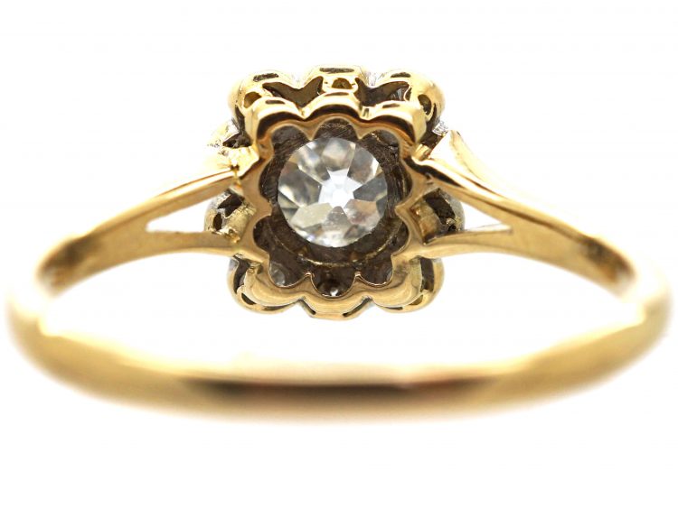 Art Deco 18ct Gold & Platinum, Diamond Square Cluster Ring