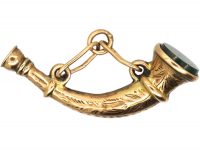 Victorian 9ct Gold Hunting Horn Seal set with Bloodstone
