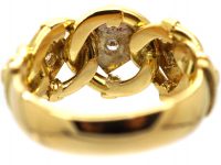 Edwardian 18ct Gold Triple Knot Ring set with Three Diamonds