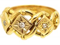Edwardian 18ct Gold Triple Knot Ring set with Three Diamonds