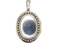 Victorian Oval Silver Locket with Hobnail Detail
