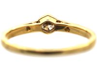 Art Deco 18ct Gold & Platinum Diamond Solitaire Ring with Diamond Set Shoulders