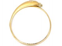 Edwardian 18ct Gold Snake Ring set with a Diamond