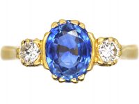 18ct Gold, Sapphire & Diamond Three Stone Ring