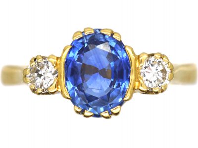 18ct Gold, Sapphire & Diamond Three Stone Ring