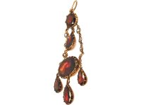 Victorian 9ct Gold Garnet and Natural Split Pearl Drop Pendant