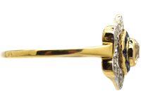Art Deco 18ct Gold and Platinum, Sapphire and Diamond Target Ring