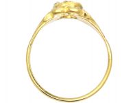 Victorian 18ct Gold, Almandine Garnet and Diamond Heart Shaped Ring in the Rococo Style