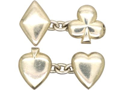 Victorian Silver Playing Card Cufflinks