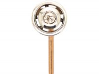 Art Deco 15ct Gold, Platinum & Diamond Round Tie Pin