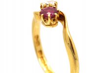 Edwardian 18ct Gold, Ruby & Diamond Crossover Ring