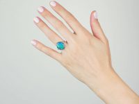 Art Deco Platinum, Black Opal & Diamond Ring
