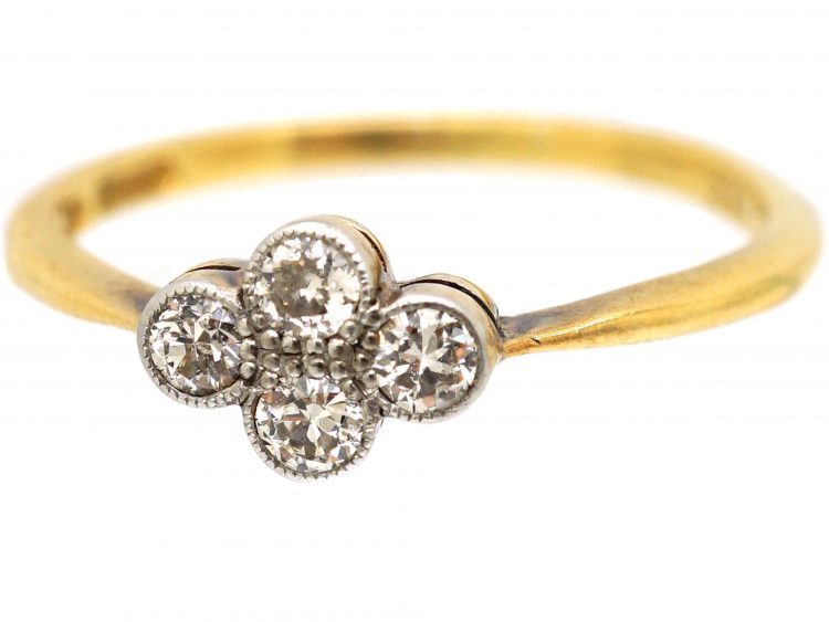 Edwardian 18ct Gold & Platinum, Diamond Four Stone Ring