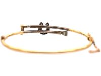 Edwardian 15ct Gold & Silver, Crop & Horseshoe Bangle set with Diamonds