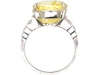 Platinum, Large Yellow Sapphire & Diamond Ring