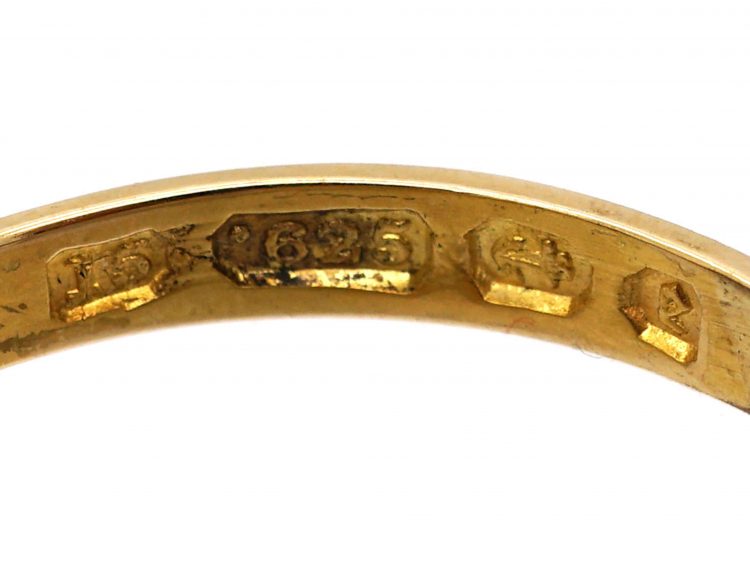 Victorian 15ct Gold, Five Stone Almandine Garnet Ring with Engraved Shank