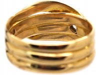 Victorian 18ct Gold Snake Ring with Diamond & Ruby Eyes
