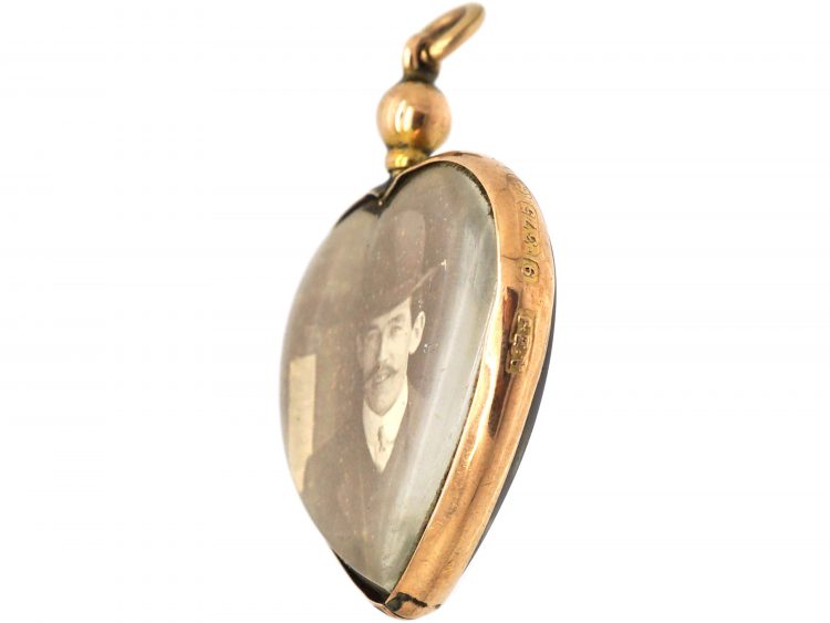 Edwardian 9ct Gold Heart Shaped Glazed Locket