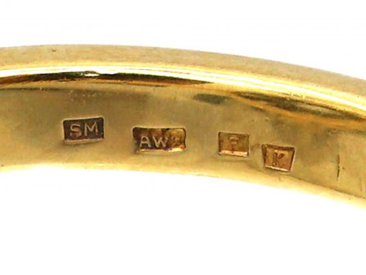 Edwardian 18ct Gold Large Rub Over Set Diamond Daisy Cluster Ring
