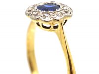 Edwardian 18ct Gold & Platinum, Sapphire & Diamond Cluster Ring