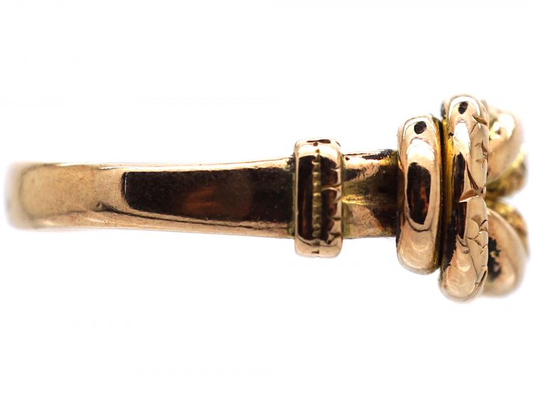 Edwardian 9ct Gold Knot Ring with Plain & Engraved Detail