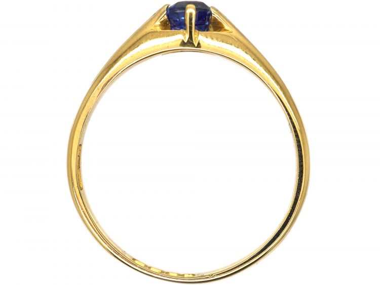 Edwardian 18ct Gold and Sapphire Solitaire Ring