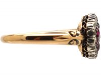 Edwardian 18ct Gold, Ruby and Diamond Cluster Ring
