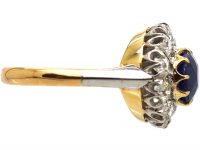 Retro 18ct White & Yellow Gold, Large Sapphire & Diamond Cluster Ring